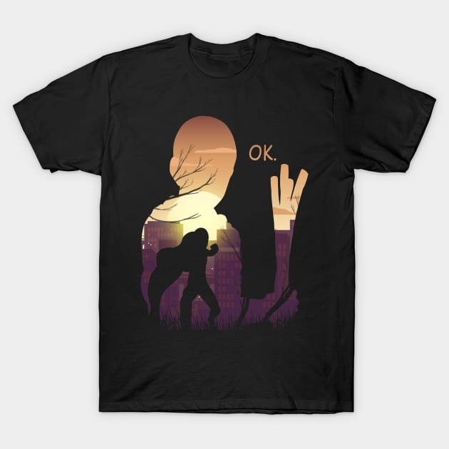 Saitama City Sunset silhouette T-Shirt by Meca-artwork